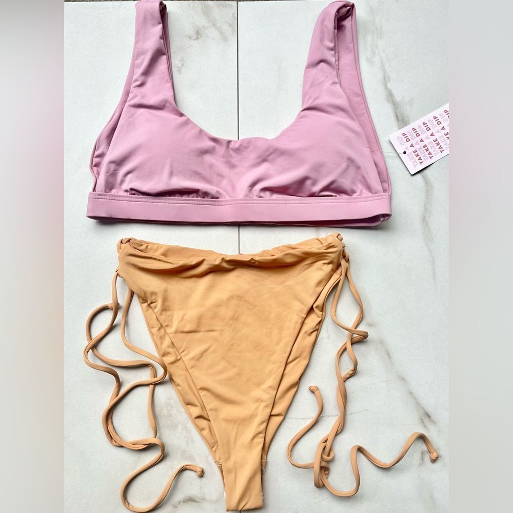 Nwt Dippin’ daisy’s blush nude high waist Ensenada bikini set